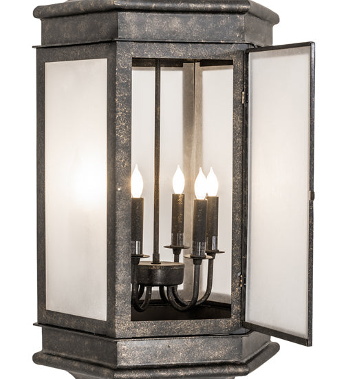 Meyda Lighting Gascony 18" 6-Light Golden Bronze Lantern Pendant Light With Frosted Rainstone Idalight Shade