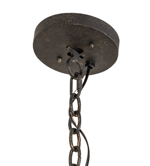 Meyda Lighting Gascony 18" 6-Light Golden Bronze Lantern Pendant Light With Frosted Rainstone Idalight Shade