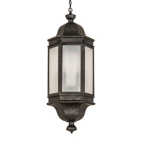 Meyda Lighting Gascony 18" 6-Light Golden Bronze Lantern Pendant Light With Frosted Rainstone Idalight Shade