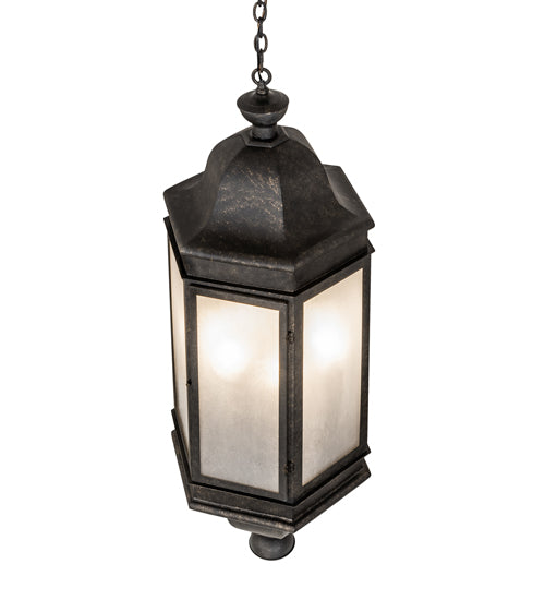 Meyda Lighting Gascony 18" 6-Light Golden Bronze Lantern Pendant Light With Frosted Rainstone Idalight Shade