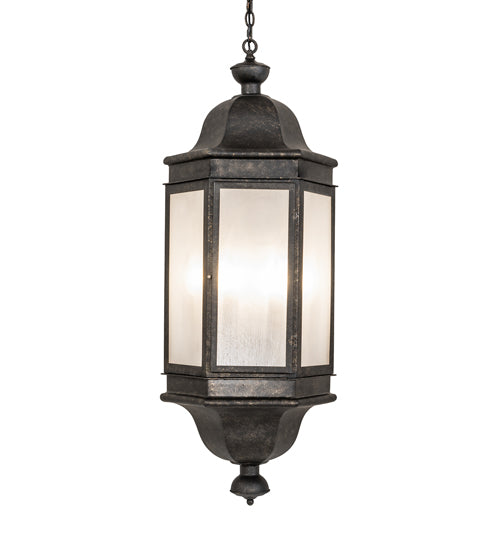 Meyda Lighting Gascony 18" 6-Light Golden Bronze Lantern Pendant Light With Frosted Rainstone Idalight Shade