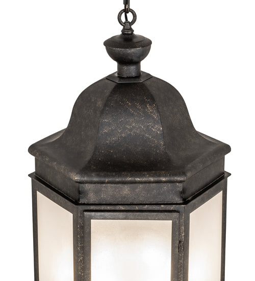 Meyda Lighting Gascony 18" 6-Light Golden Bronze Lantern Pendant Light With Frosted Rainstone Idalight Shade