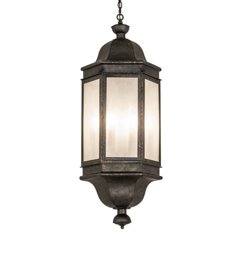 Meyda Lighting Gascony 18" 6-Light Golden Bronze Lantern Pendant Light With Frosted Rainstone Idalight Shade