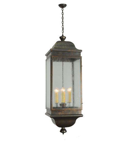 Meyda Lighting Gascony 25" 6-Light Gilded Tobacco Lantern Pendant Light With Clear Shade Glass