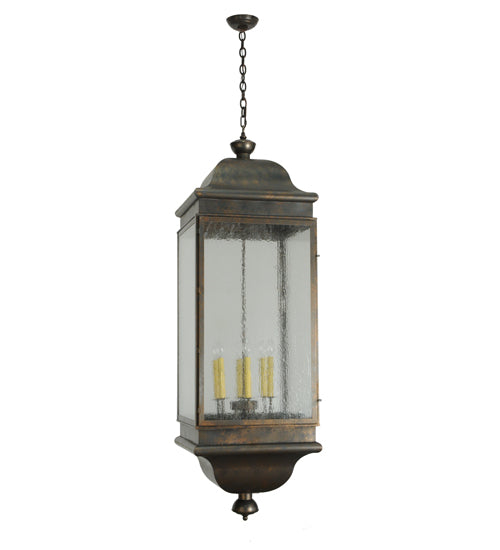 Meyda Lighting Gascony 25" 6-Light Gilded Tobacco Lantern Pendant Light With Clear Shade Glass