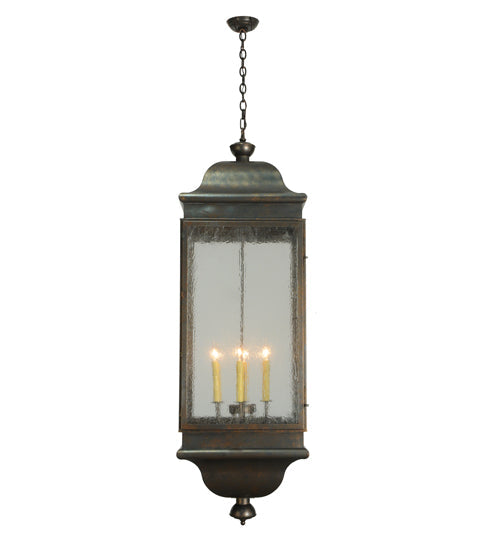 Meyda Lighting Gascony 25" 6-Light Gilded Tobacco Lantern Pendant Light With Clear Shade Glass