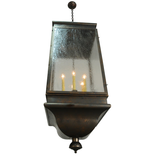 Meyda Lighting Gascony 25" 6-Light Gilded Tobacco Lantern Pendant Light With Clear Shade Glass