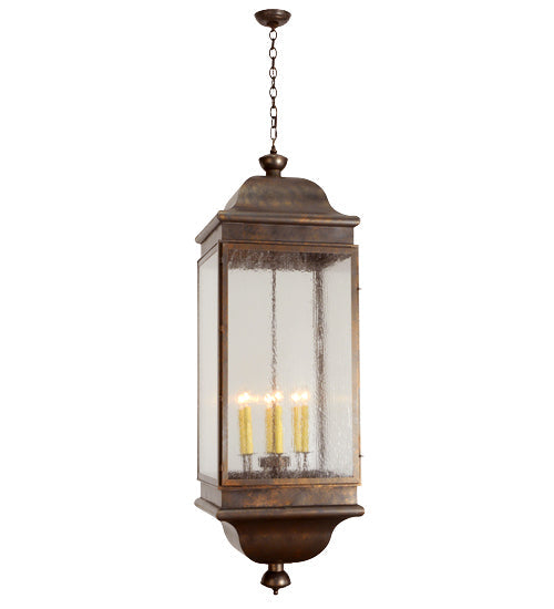 Meyda Lighting Gascony 25" 6-Light Gilded Tobacco Lantern Pendant Light With Clear Shade Glass