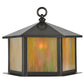 Meyda Lighting Gazebo 12" Craftsman Brown Post Mount Light With Beige Art Iridescent Shade Glass