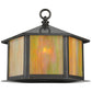 Meyda Lighting Gazebo 12" Craftsman Brown Post Mount Light With Beige Art Iridescent Shade Glass