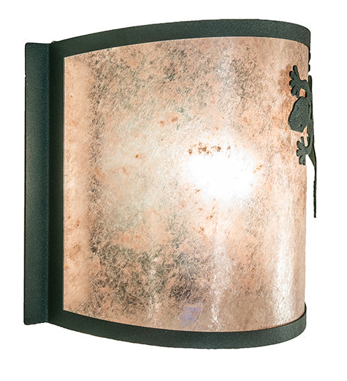 Meyda Lighting Gecko 12" Forest Green Wall Sconce With Silver Mica Shade Glass