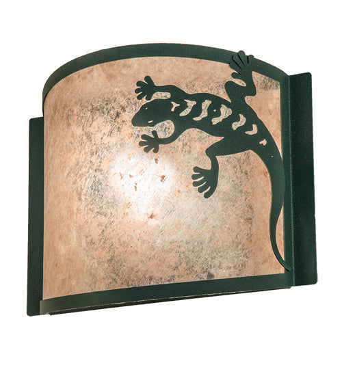 Meyda Lighting Gecko 12" Forest Green Wall Sconce With Silver Mica Shade Glass