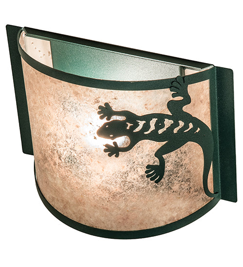 Meyda Lighting Gecko 12" Forest Green Wall Sconce With Silver Mica Shade Glass