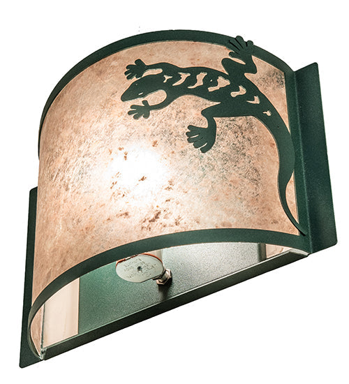 Meyda Lighting Gecko 12" Forest Green Wall Sconce With Silver Mica Shade Glass