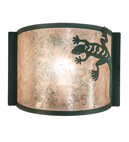 Meyda Lighting Gecko 12" Forest Green Wall Sconce With Silver Mica Shade Glass