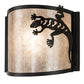 Meyda Lighting Gecko 12" Textured Black Wall Sconce With Silver Mica Shade Glass