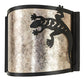 Meyda Lighting Gecko 12" Textured Black Wall Sconce With Silver Mica Shade Glass