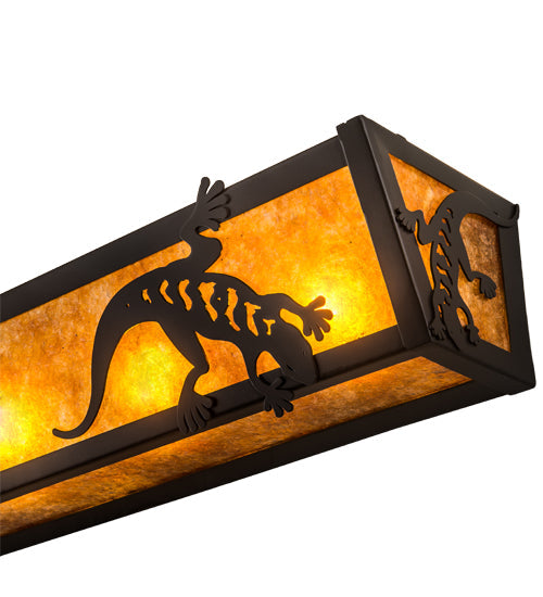 Meyda Lighting Gecko 24" 4-Light Timeless Bronze Vanity Light With Amber Mica Shade Glass