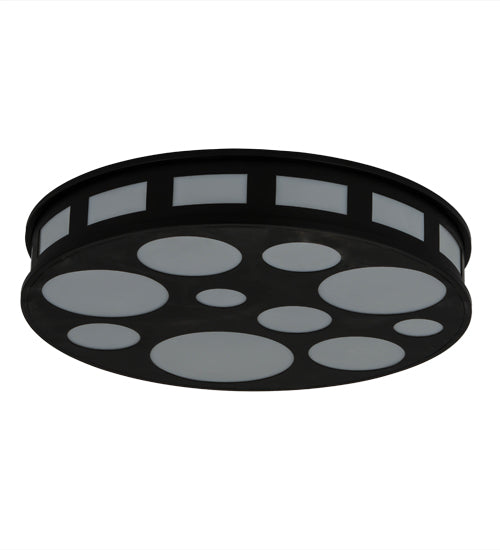 Meyda Lighting Geo 30" 8-Light Blackwash Flush Mount Light With White Statuario Idalight Shade Glass