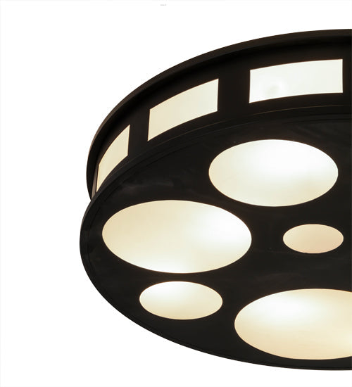Meyda Lighting Geo 30" 8-Light Blackwash Flush Mount Light With White Statuario Idalight Shade Glass