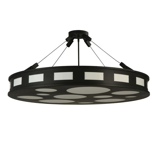 Meyda Lighting Geo 42" 12-Light Blackwash Semi-flush Mount Ceiling Light With Statuario Idalight Shade