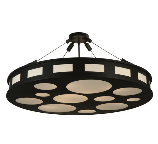 Meyda Lighting Geo 42" 12-Light Blackwash Semi-flush Mount Ceiling Light With Statuario Idalight Shade