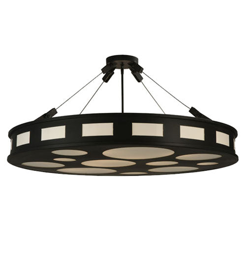 Meyda Lighting Geo 42" 12-Light Blackwash Semi-flush Mount Ceiling Light With Statuario Idalight Shade