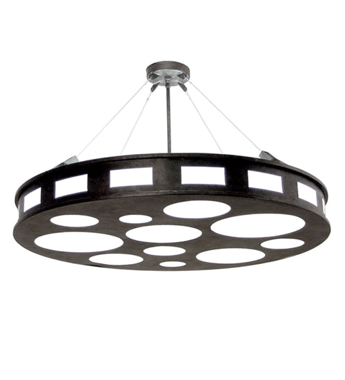 Meyda Lighting Geo 42" 12-Light Blackwash Semi-flush Mount Ceiling Light With Whitestone Idalight Shade