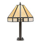 Meyda Lighting Geometric 15" Timeless Bronze Newel Outdoor Post Mount Light With Beige Shade Glass