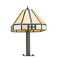 Meyda Lighting Geometric 15" Timeless Bronze Newel Outdoor Post Mount Light With Beige Shade Glass