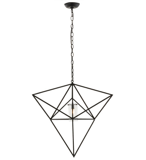 Meyda Lighting Geometric 29" Black Pendant Light With Clear Shade Glass