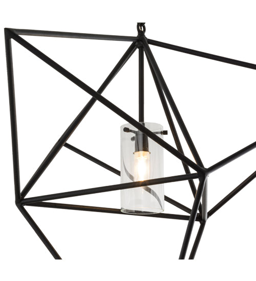 Meyda Lighting Geometric 29" Black Pendant Light With Clear Shade Glass