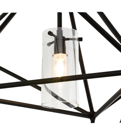 Meyda Lighting Geometric 29" Black Pendant Light With Clear Shade Glass