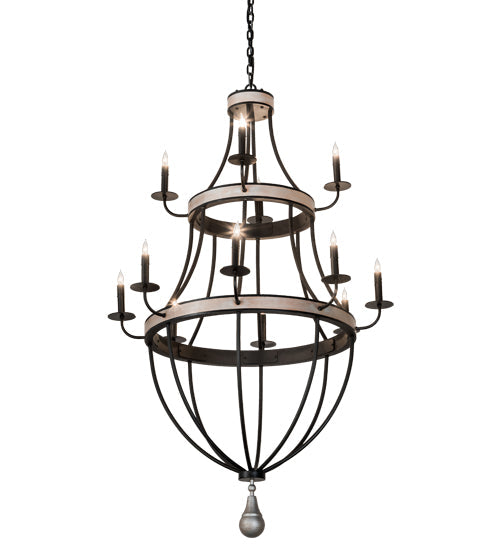 Meyda Lighting Georgetown 36" 12-Light Silver Sand On Black Chandelier