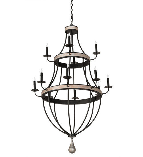 Meyda Lighting Georgetown 36" 12-Light Silver Sand On Black Chandelier