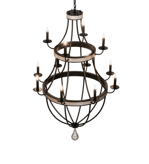 Meyda Lighting Georgetown 36" 12-Light Silver Sand On Black Chandelier