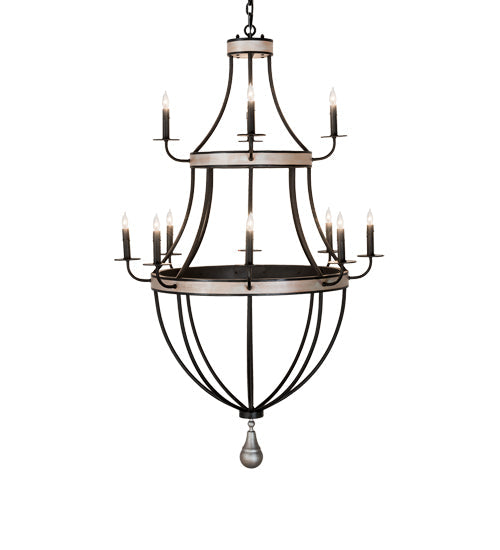 Meyda Lighting Georgetown 36" 12-Light Silver Sand On Black Chandelier