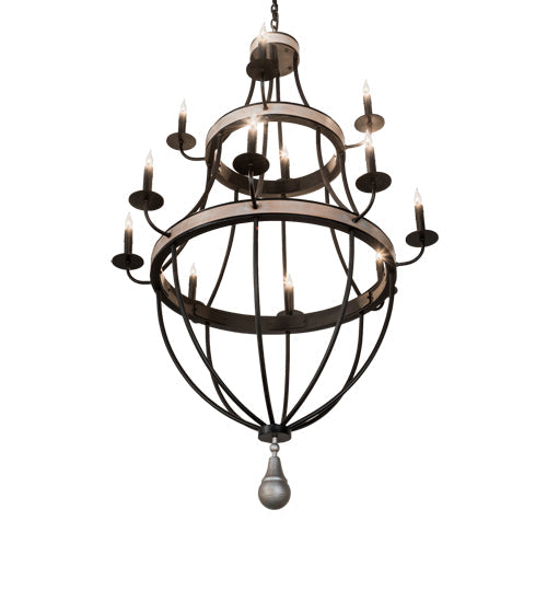 Meyda Lighting Georgetown 36" 12-Light Silver Sand On Black Chandelier