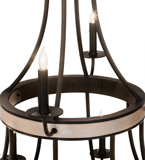 Meyda Lighting Georgetown 36" 12-Light Silver Sand On Black Chandelier