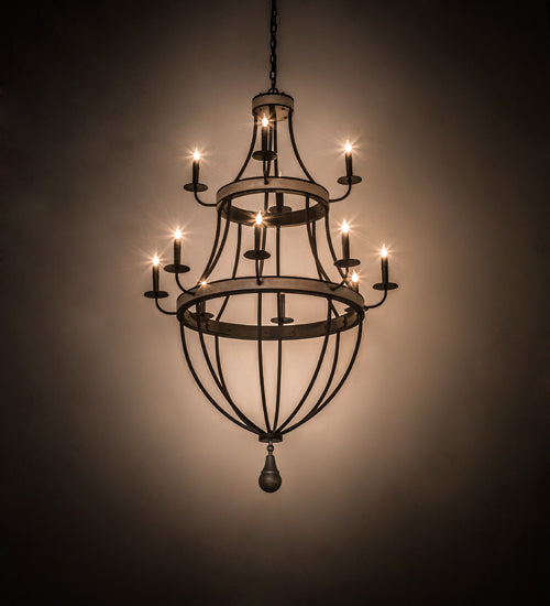 Meyda Lighting Georgetown 36" 12-Light Silver Sand On Black Chandelier
