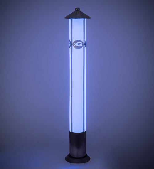 Meyda Lighting Georgia Aquarium 7" LED Stainless Steel Bollard Post Mount With White Statuario Idalight Shade