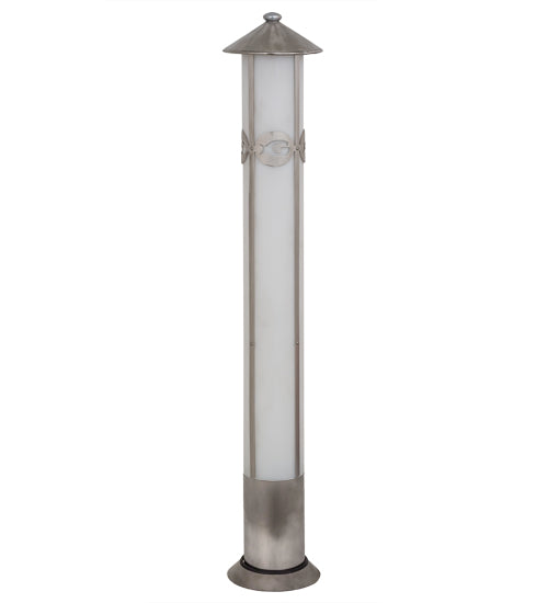 Meyda Lighting Georgia Aquarium 7" LED Stainless Steel Bollard Post Mount With White Statuario Idalight Shade