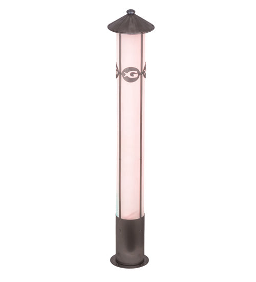 Meyda Lighting Georgia Aquarium 7" LED Stainless Steel Bollard Post Mount With White Statuario Idalight Shade