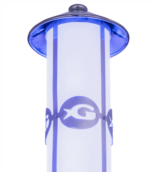 Meyda Lighting Georgia Aquarium 7" LED Stainless Steel Bollard Post Mount With White Statuario Idalight Shade