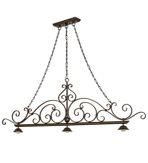 Meyda Lighting Georgia Scroll 68" 3-Light Matte Copper Vein Island Pendant Light Hardware