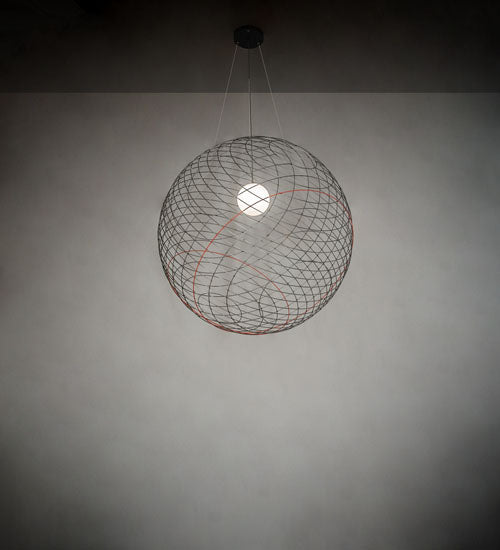 Meyda Lighting Geosphere 60" Stainless Steel Pendant Light With White Statuario Idalight Shade