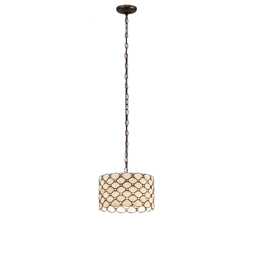 Meyda Lighting Giacomo 13" Mahogany Bronze Pendant Light With Beige & Clear Shade Glass