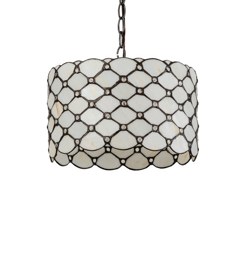 Meyda Lighting Giacomo 13" Mahogany Bronze Pendant Light With Beige & Clear Shade Glass