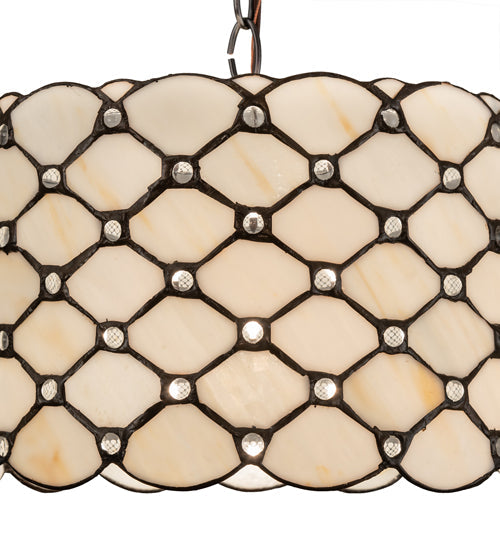 Meyda Lighting Giacomo 13" Mahogany Bronze Pendant Light With Beige & Clear Shade Glass
