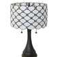 Meyda Lighting Giacomo 21" 2-Light Mahogany Bronze Table Lamp With Beige & Clear Shade Glass